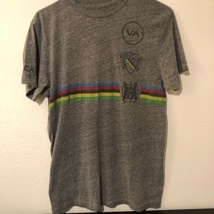 RVCA Men’s Grey Strip Cotton T-Shirt